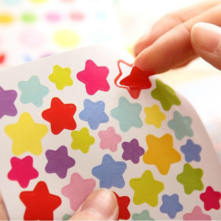 Colorful Cute Dot & Star Album Decoration Stickers - 6 Pieces