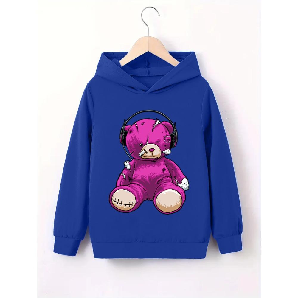 Autumn Single-Piece Casual And Fashionable Cartoon Printed Hooded Sweatshirt For Boys