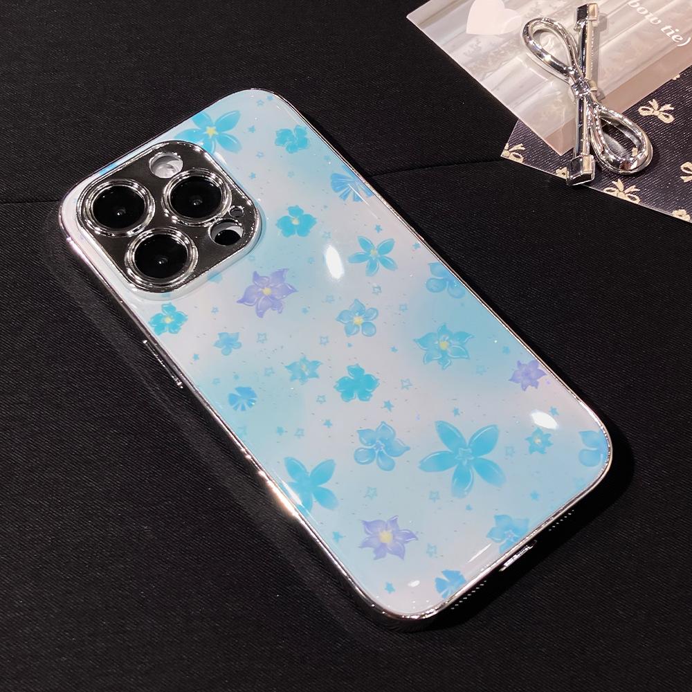 Full Screen Leaves and Stars Are Suitable for iPhone16pro Mobile Phone Case Apple 15 Electroplating Water Condensation Anti-drop 13 Small Fresh