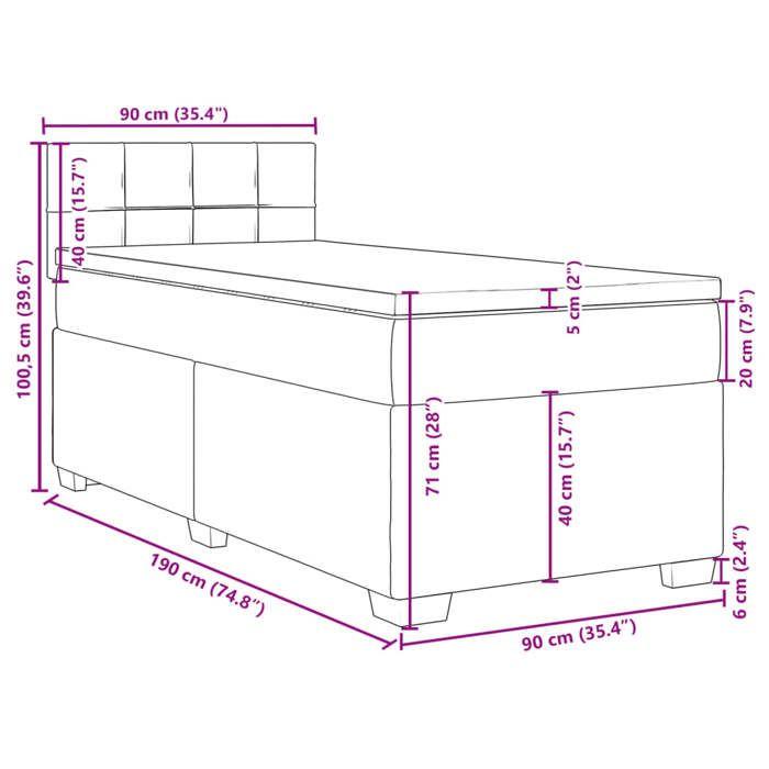 VidaXL Sommier à lattes de lit avec matelas Noir 100x200 cm Velours, lit, lit à plate-forme, lit à panneaux, meuble de 3286230