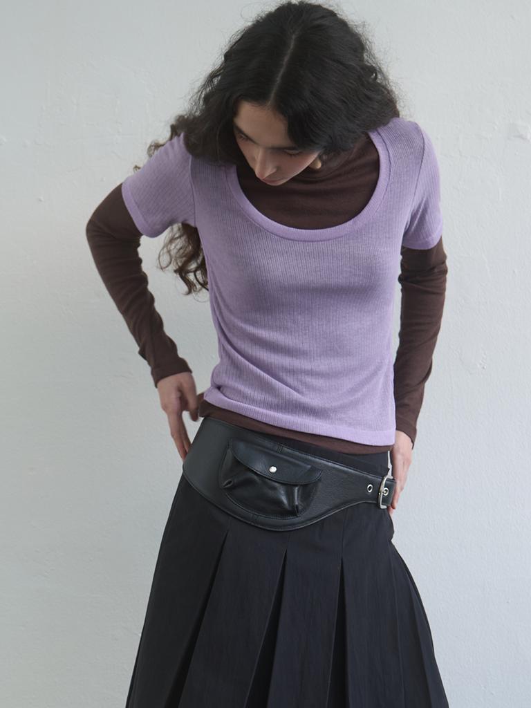 KIJUN Layered Jersey Top Lavender