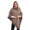 Plus Size Women's Knitted Pullover Shawl with Faux Rabbit Fur Collar - European & American Autumn/Winter Collection