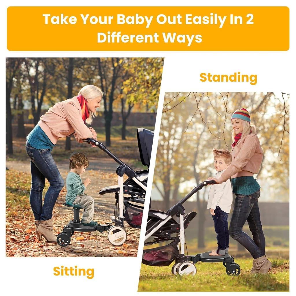 Tabla Universal para Cochecito con Asiento Desmontable, Tabla 2 en 1 para Montar en Cochecito para Niños Pequeños, Se Adapta a la Mayoría de Marcas de Cochecitos, Accesorio de Cochecito para Sentarse y Pararse