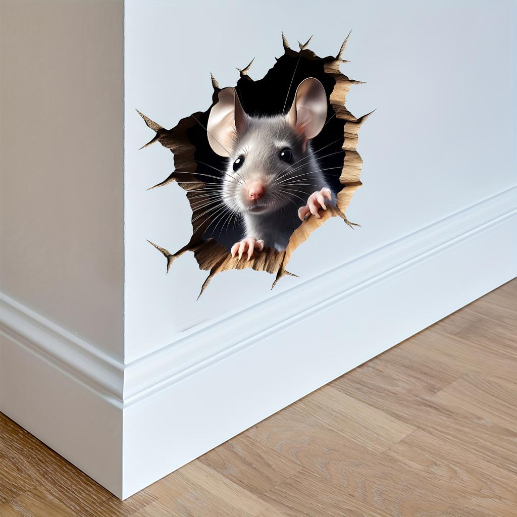 Mouse Hole Wall Sticker, Funny and Cute Mouse Hole Window Sticker, Suitable for Living Room, Bedroom, Kitchen, Wall, Stairs, Bathroom, Home Decor