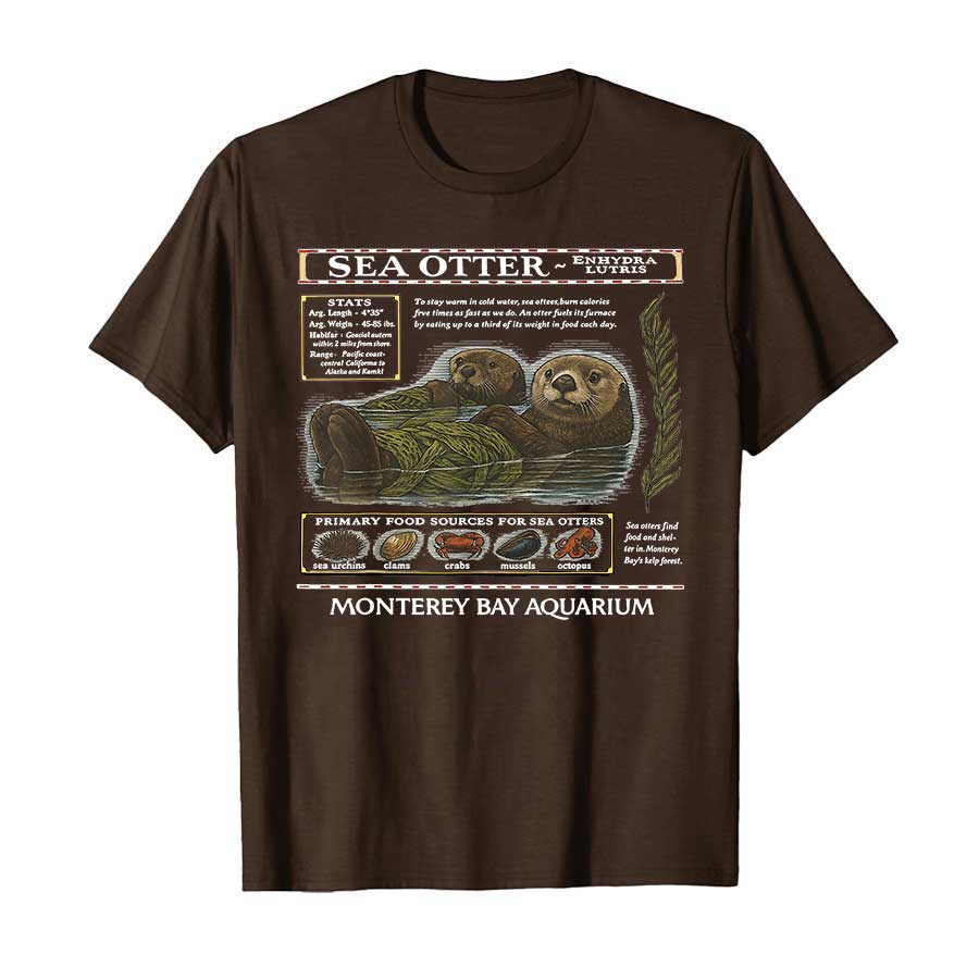 Monterey Bay Aquarium Sea Otter T-shirt For Men 100% Cotton T Shirts Short Sleeve Tops P527