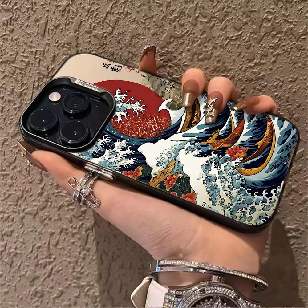 Sea Wave IMD Phone Case For Xiaomi 17 Pro Max 15 T Pro 14 13 12 TPro Mi 11 Lite 5G Shockproof Slim Protective Silver Frame Cover