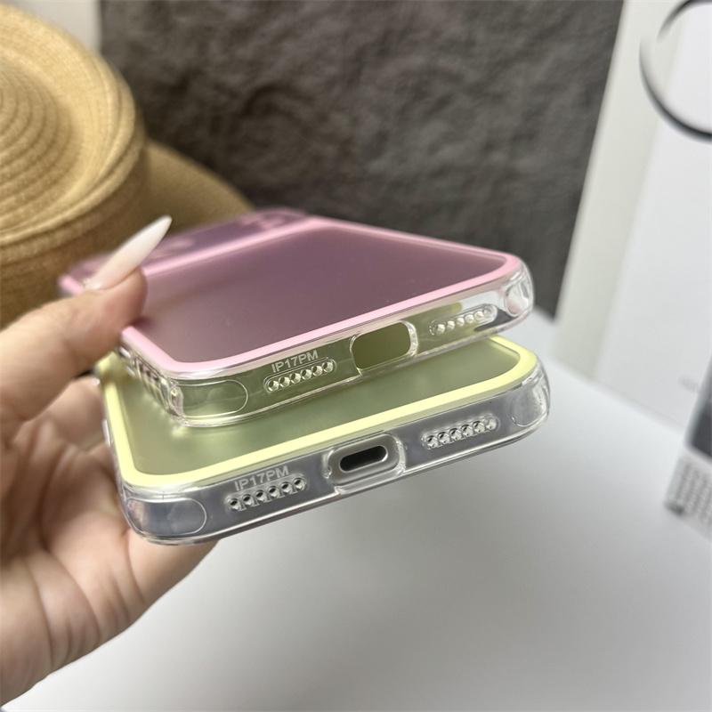 INS Gradient Matte Laser Seven Colors Phone Case For Apple iPhone 17 16 15 Pro Max Camera Lens Proteciton Shockproof Hard Cover