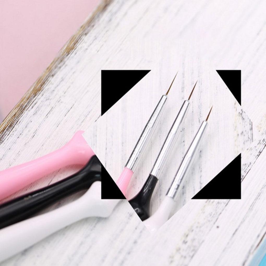 2018 HOT SALE 3pcs Acrylic Handle Nail Lines Painting Pens Nail Tip Drawing Brush DIY Tools 3D Design Manicure Drawing Tools