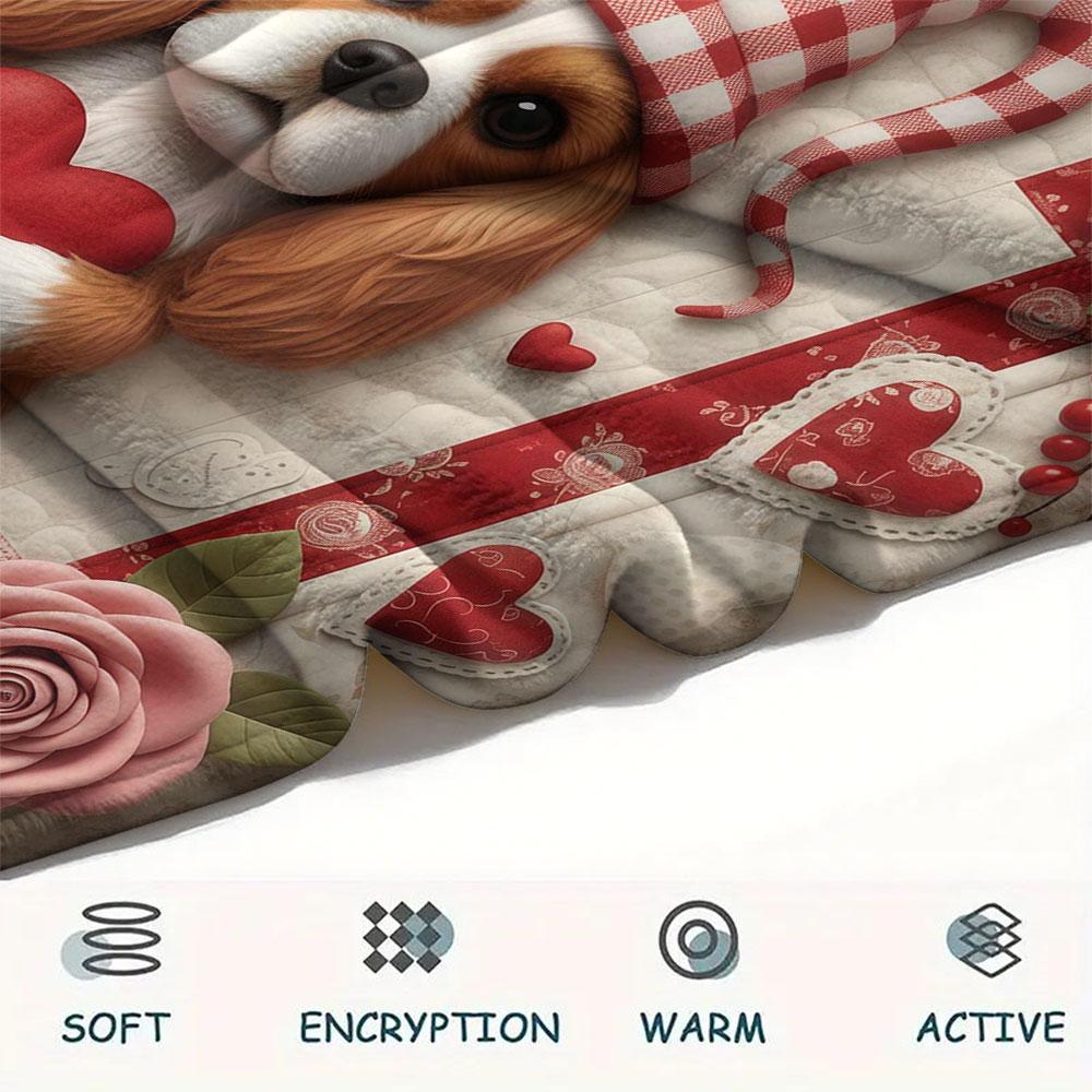 1Pc Quilteddogs Print Flannel Blanket, High quality Comfortable for All Seasons, Home Decor, Warmth and Comfort, Perfect for Christmas Gifts
