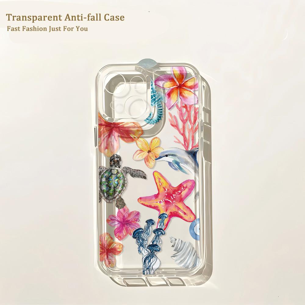 Funda de Teléfono Arte Océano Azul Playa para IPhone 17 16 16e 15 14 13 12 11 Mini Pro Max X XR XSMax 7 8 Air Plus Cubierta Trasera Transparente