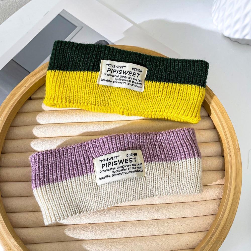 Woolen Yarn Knitted Headband Soft Contrast Color Headwrap Workout Headband  Hair Styling Accessory