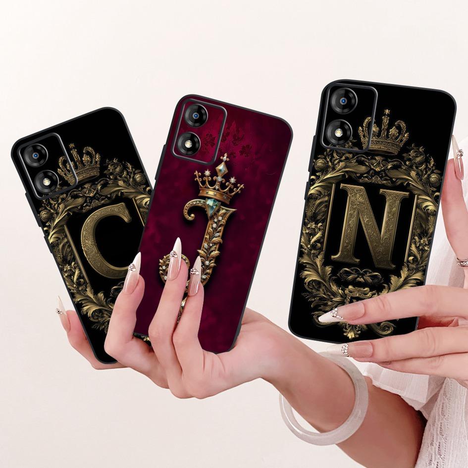 For Motorola Moto E13 E14 Case Retro Crown Letters Soft Silicone Protective Cover For MotoE13 E 13 Funda MotoE14 E 14 Phone Case