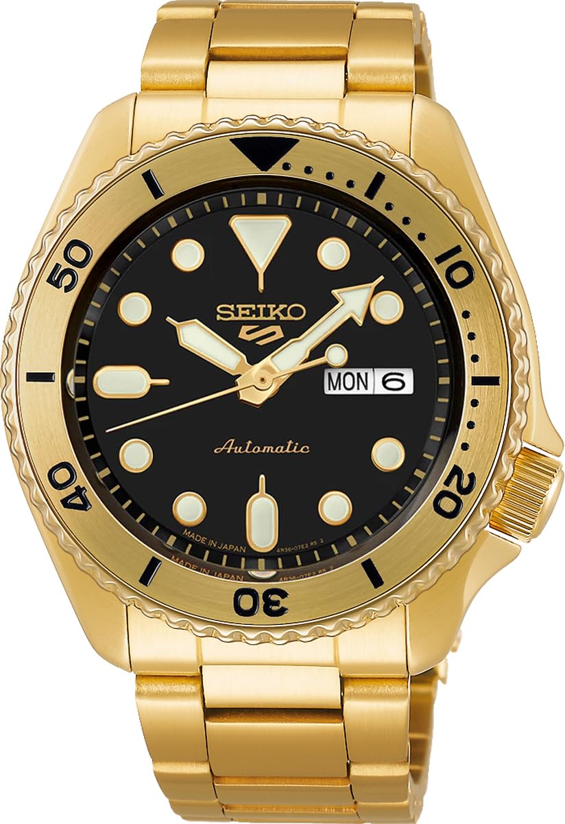 

Seiko 5 Sports SKX Sports Style Automatic Made in Special Black and International Model Watch, Japan, U.S. Creation, SRPK18, Men s, Gold