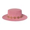 Metal Chain Beach Sun Straw Hats for Women UV Sun Protection Wide Brim Travel Party Hat Hollow Design Boater sombrero de paja