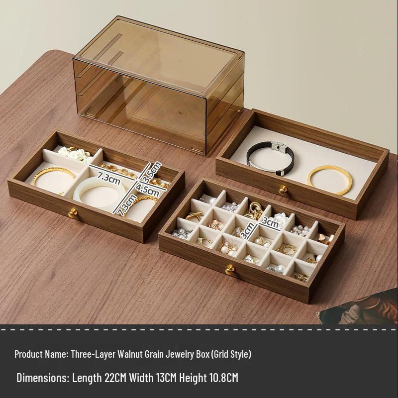 Walnut Jewelry Storage Box for Necklaces, Earrings, Bracelets, and More