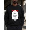 Men Autumn Winter Pullover, Graphic Print, Keep It Quiet Streetwear, Festival Party Daily Wear, Gift for Him, Urban Fashion Long Sleeve Tee