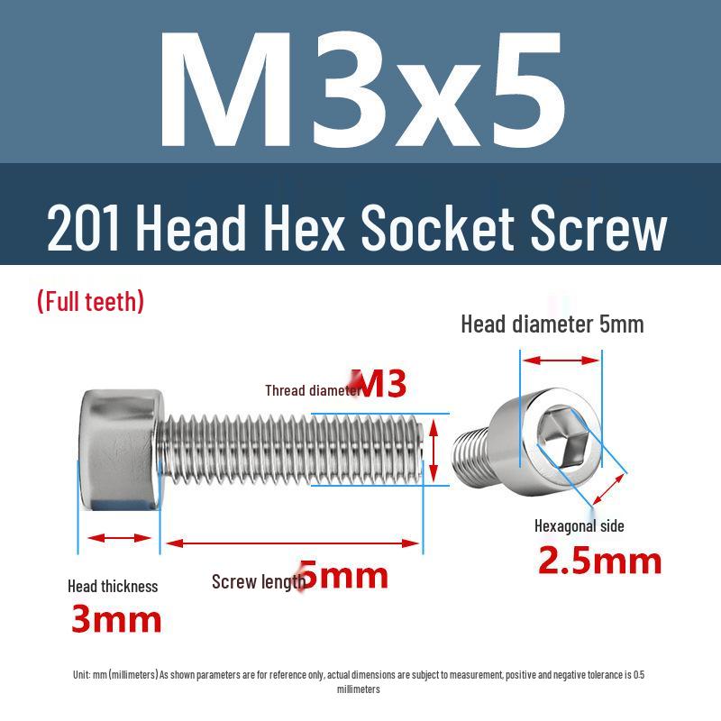 Yigu 201 Stainless Steel Cup Head Hexagon Screws and Bolts - M3, M4, M5, M6