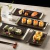 Japanische Sushi-Platte Kochen Rechteckige Streifenplatte Dim Sum Platte Kreative BBQ-Rippen Anrichte Restaurant Kuchenplatte