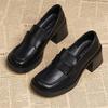 Fashion 2025 New Comfortable Waterproof Platform Casual Fashionable Women's Shoes Round Toe Cover Thick Heel High Heel Single Shoes