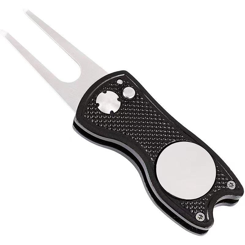 Fourche de green de golf pliante en aluminium avec manche en acier inoxydable
