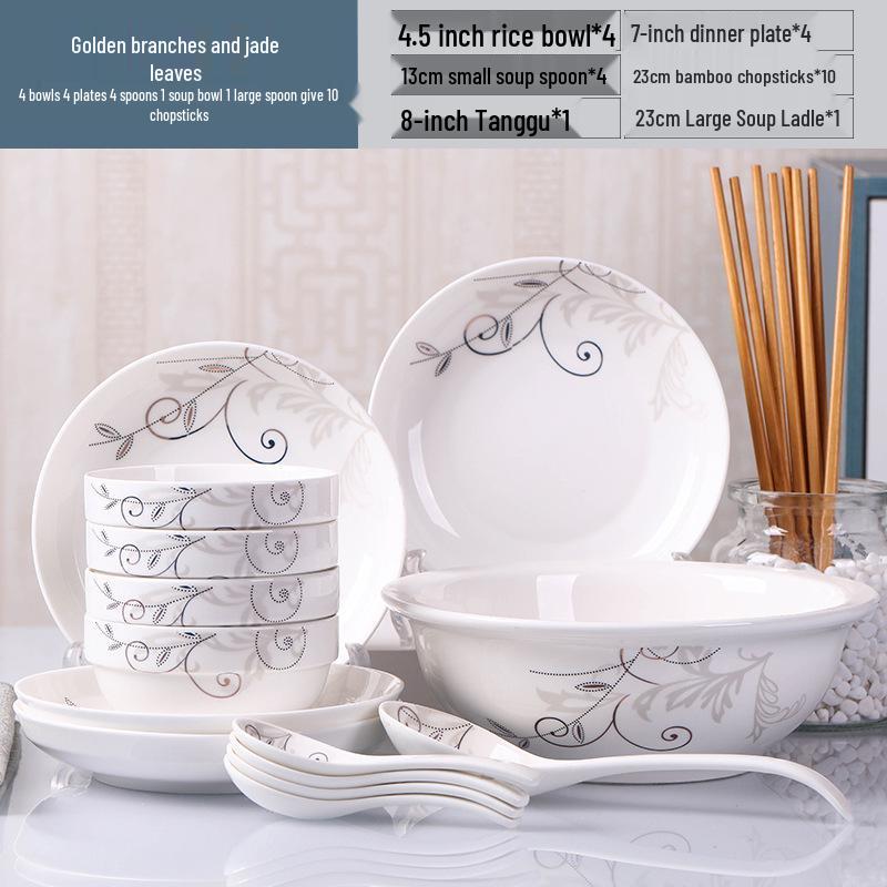 2026 Stylish 8-Piece Dinnerware Set: Plates, Bowls & Chopsticks for Student Dorms