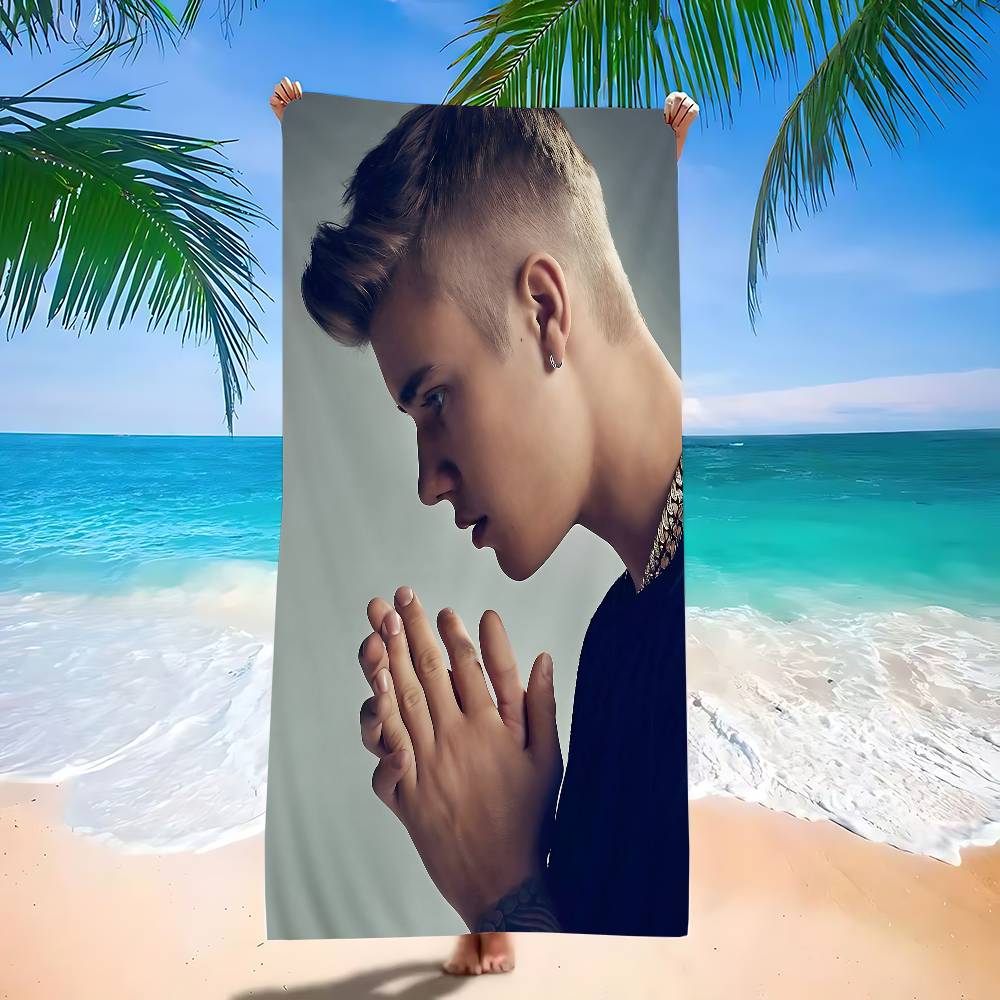 Asciugamano da Spiaggia Caldo Justin Singer Bieber per Bambini Asciugamano da Bagno Personalizzato Asciugamano da Piscina Regalo per le Vacanze Asciugamano da Picnic Regalo per Festa