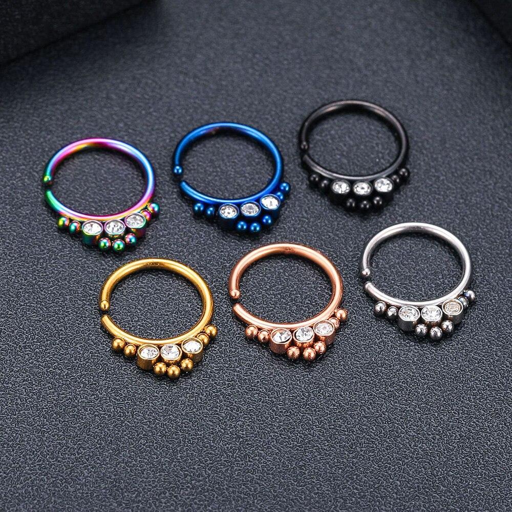 1pc 18g 8mm CZ Stahl Clicker Segment Nasenringe Hoop Offene Scharnier Ohr Helix Septum Piercing unisex Körper Schmuck Piercing Nasenloch
