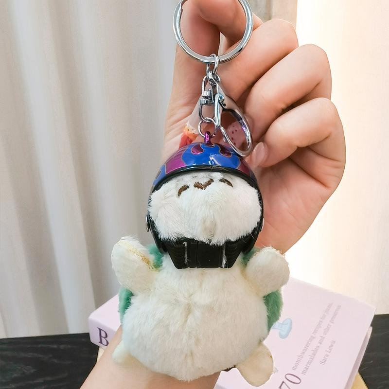 1Pcs Animal Ornament Car Exquisite Decoration Helmet Sea Turtle Keychain Purse Bag Charm Plush Pendant Keyholder