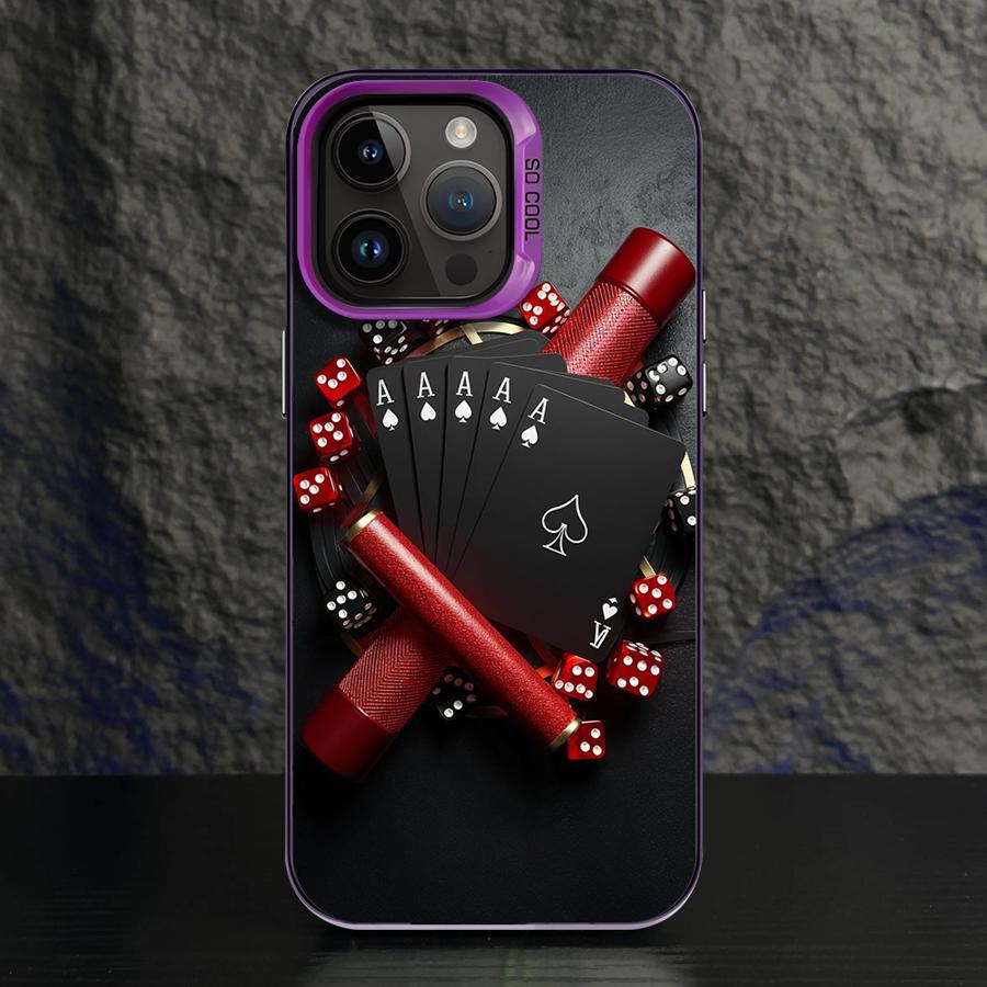 Phone Case for iPhone 15 16 Pro Max 11 13 Pro 14 Plus 12 11Pro 15Pro Max 16e Shell Cover Fundas Poker Cards And Dice