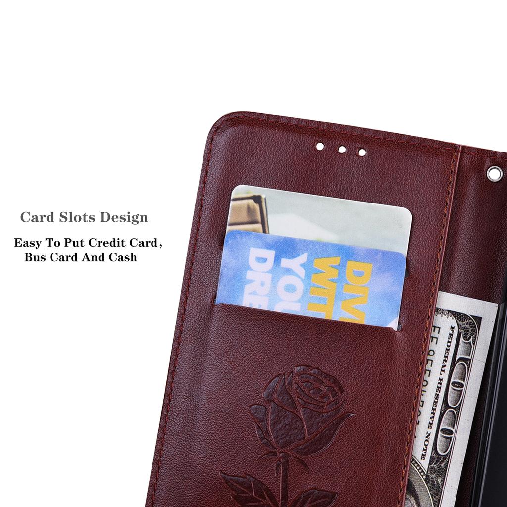 For Samsung Galaxy A54 5G Case Rose Pattern Leather Wallet Phone Cover with Strap