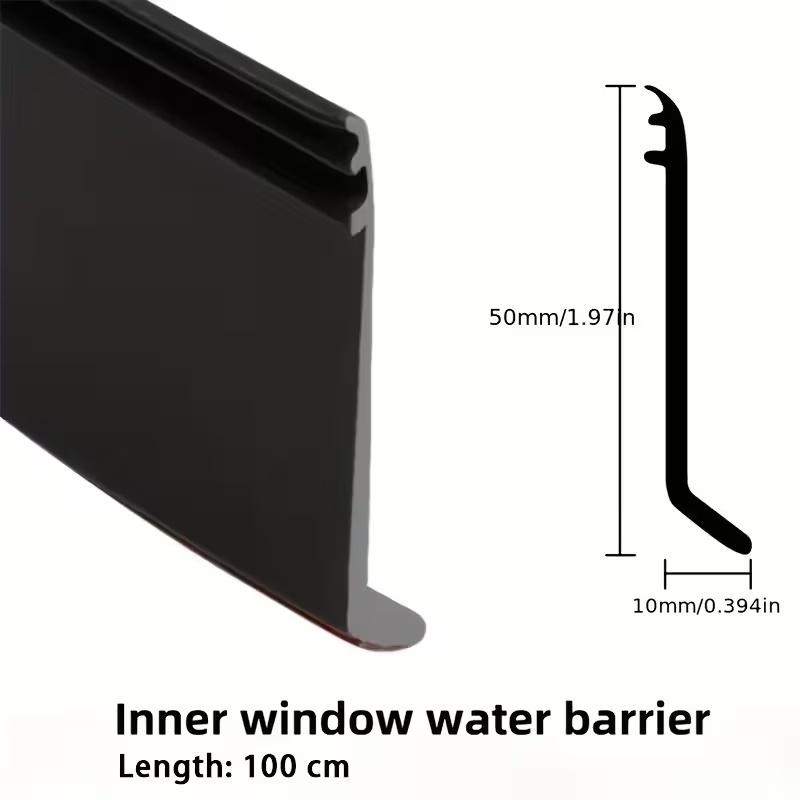 Barre d'étanchéité pour fenêtre en TPE de 1 m Balcon Bande d'étanchéité étanche auto-adhésive Bord de fenêtre de maison Déflecteur d'eau Panneau de recouvrement