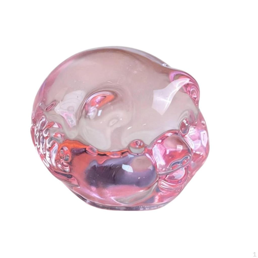 Crystal Pig Figurine, Zodiac Decor, Glass Craft, Living Room Gift 9cm Yellow