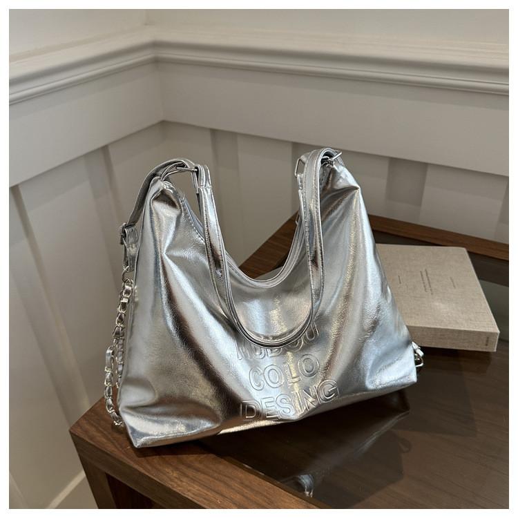 Korean Style Unisex Fashion Letter Embossed Pu Shoulder Bag For Daily Use