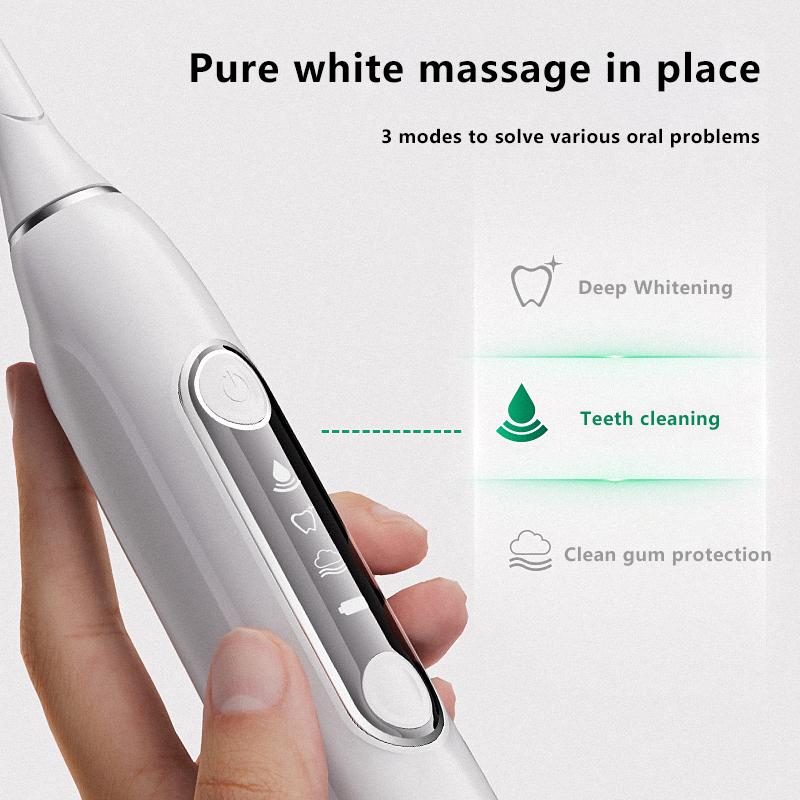YBK Waterproof Ultrasonic Sonic Electric Toothbrush USB Wireless Rechargeable Soft Teeth Whitening Brush for Household Use