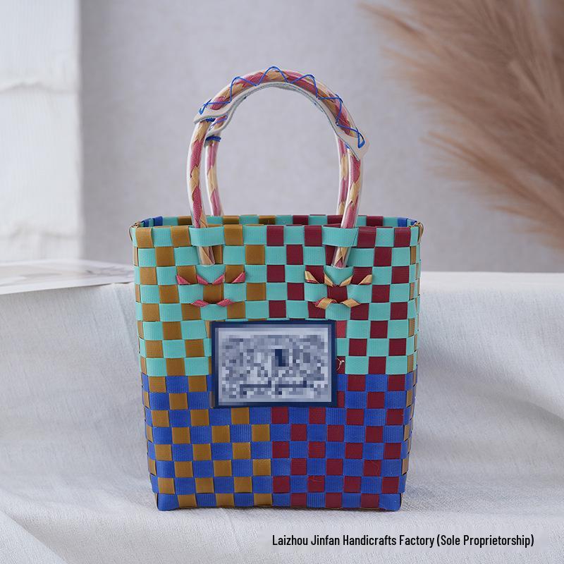 Xiaohongshu Таиланд Ручная работа Плетеная сумка-тоут Красочная корзина для покупок Слон для женщин Opening Length 24 Height 21 Bottom Width 9 1190₽