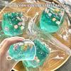 Blue Ocean Cube Stress Balls Squishy Squeeze Toy Maltose Cube Slow Rise Sensory Anti-Stress Toy For Adults Anxiety Relief Gift