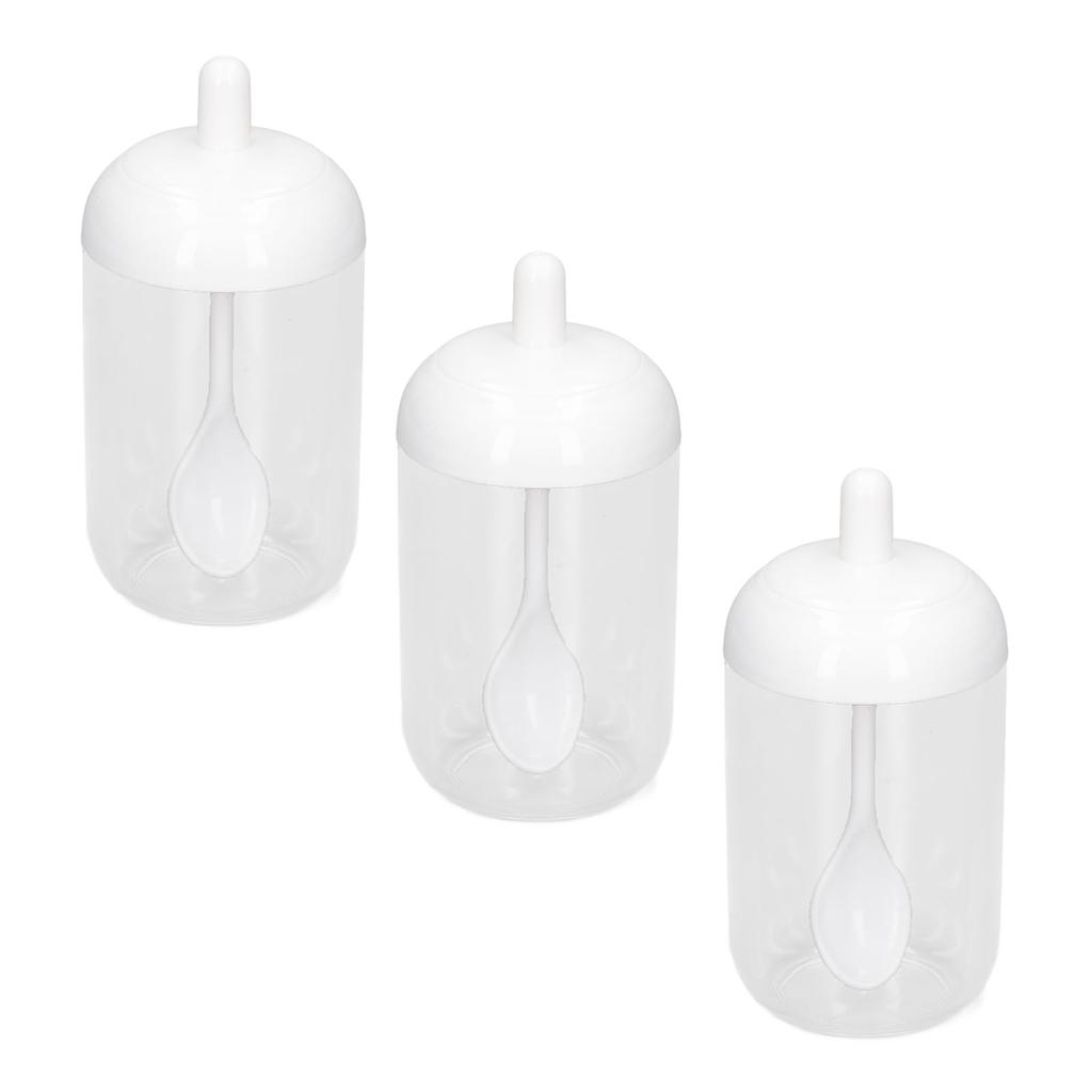 3PCS Seasoning Box with Spoon Transparent Spice Bottle Sealed Spice Container for Kitchen