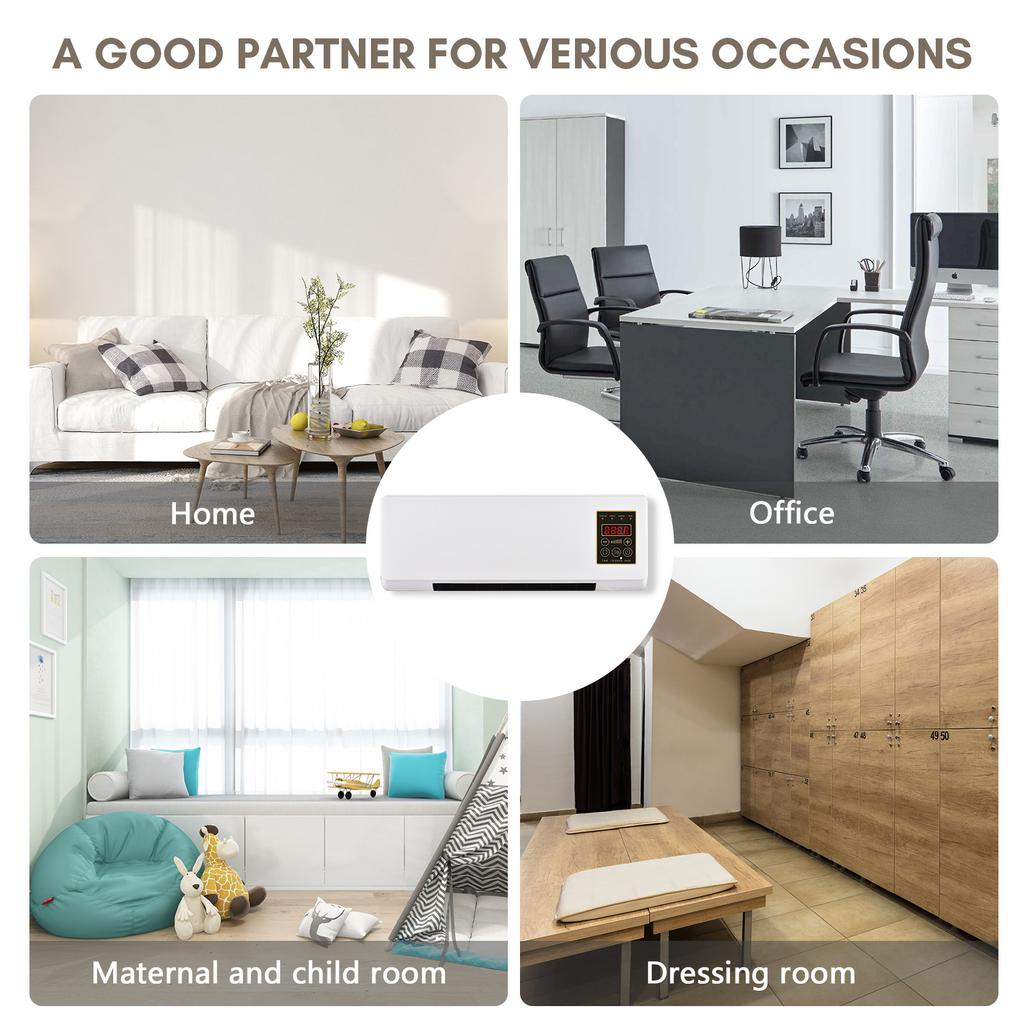 Heater and Fan Combo Wall Mounted Desktop 2in1 Electric Heater Fan for Household Bedroom Heating and Nature Wind