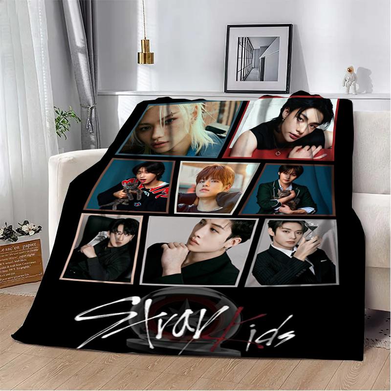 3D KPOP S-Stray-K-Kids Throw blanket Picnic blanket Warm Flannel blankets Home Couch bed linings blankets for beds Birthday Gift