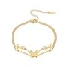 Trending Stainless Steel Double Butterfly Hip Hop Jewelry Ladies Fashion Bracelet Adjustable Charm Bangle