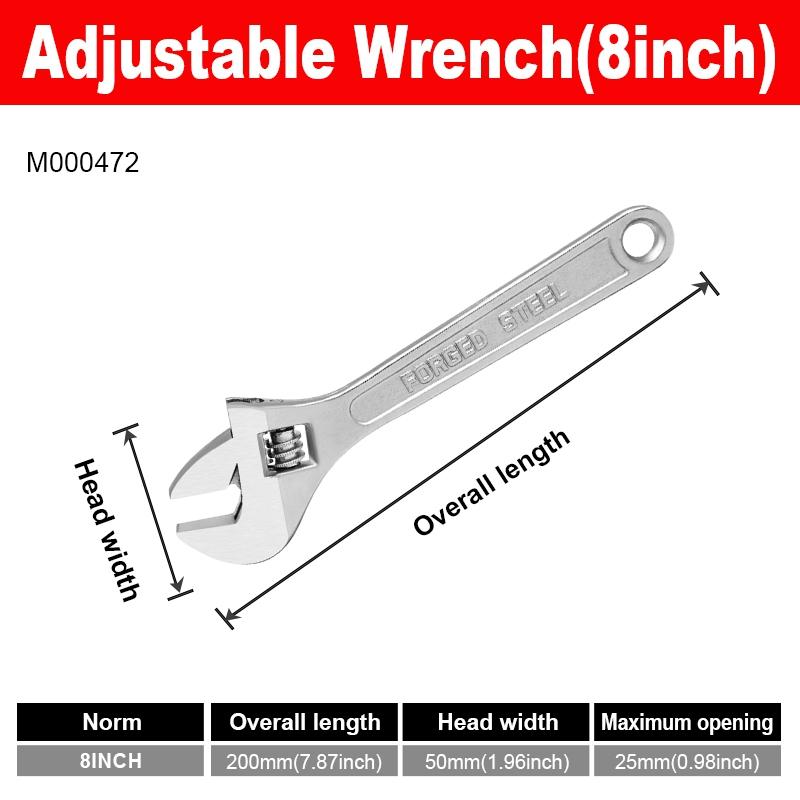 6/8/10/12/15 inch Adjustable Wrench Large Openin Long Handle Universal Spanner Clamp Steel Mechanical Workshop Hand Repair Tools