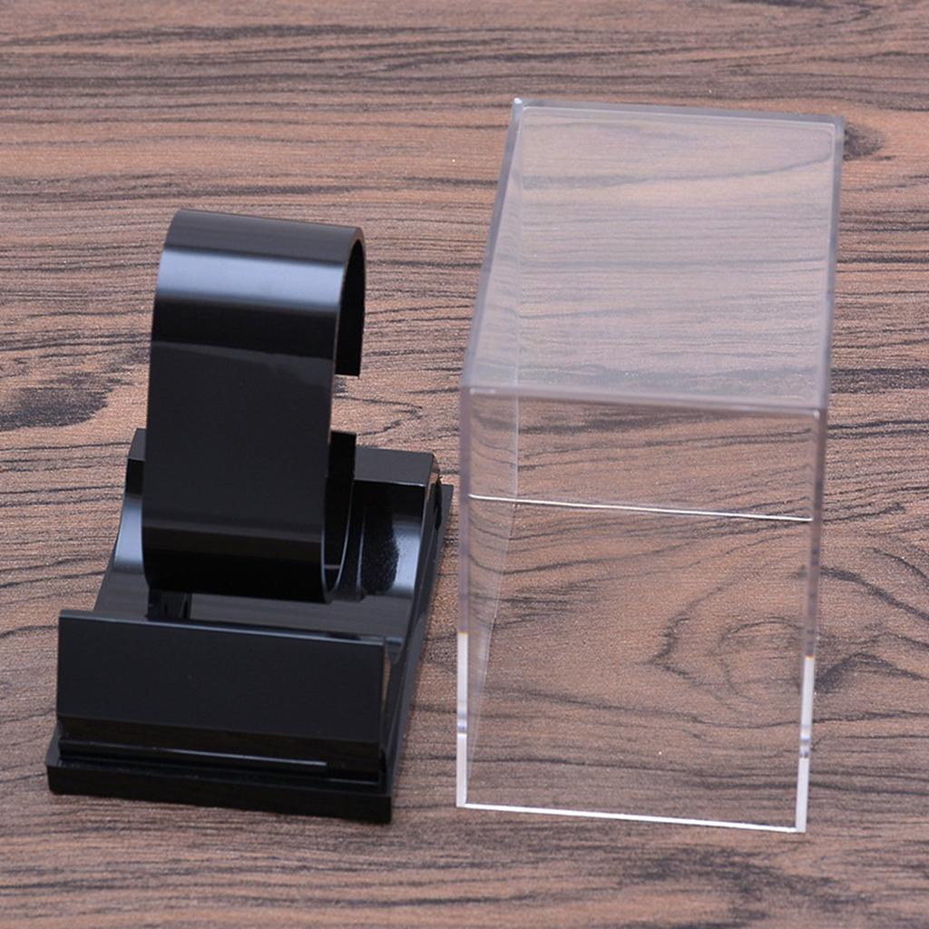5 Pack Clear Square Watch Display Stands Plastic Storage Case With Dustproof Cover for Jewelry Bracelet Organizers