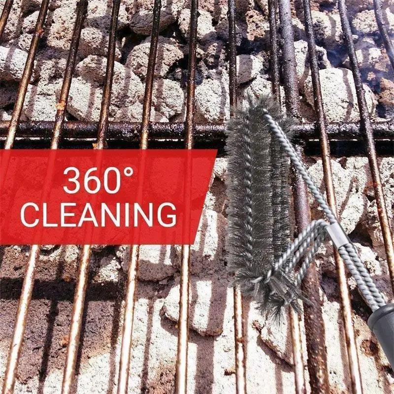 Barbecue Accessories Cleaning Brushes Tool Grill BBQ Stainless Steel Bristles Non-stick Powerful Grilling Kitchen Brushes