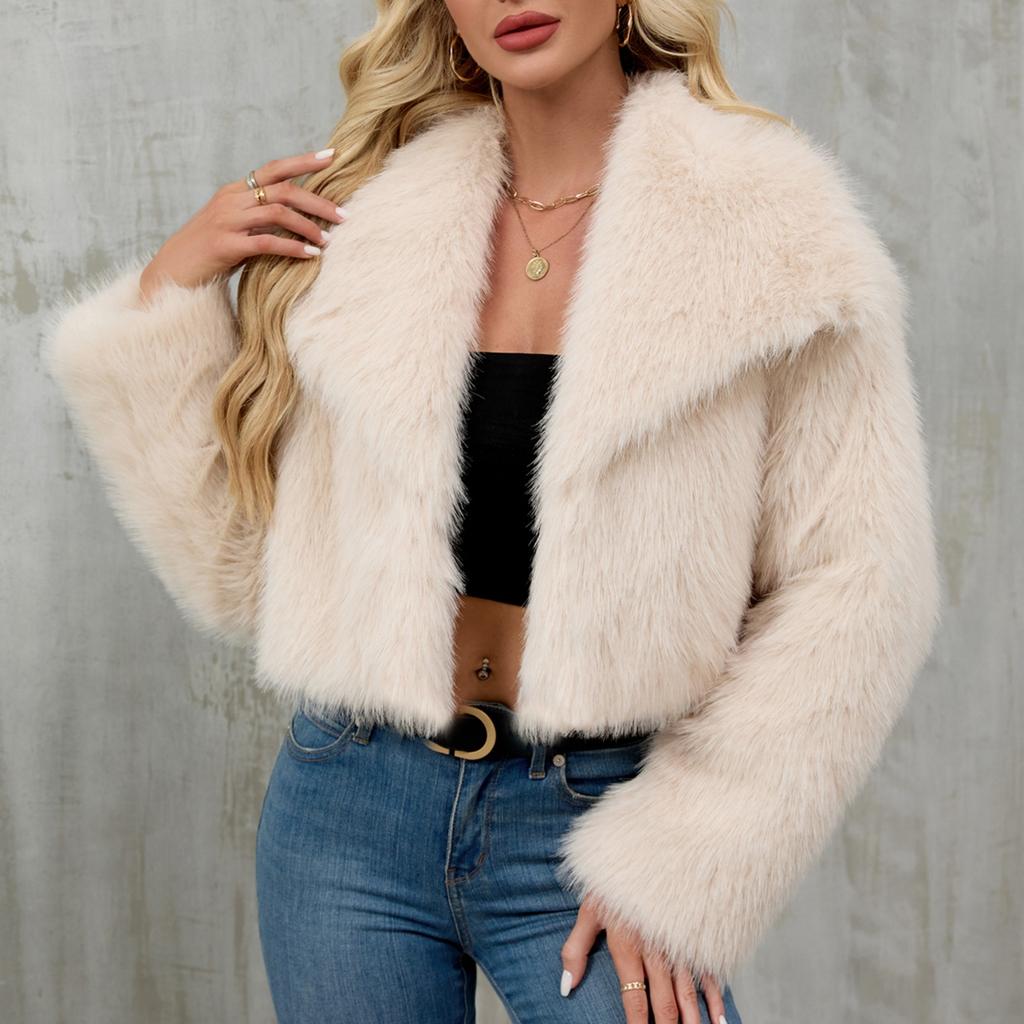 Modische Damen Plüsch Kurzjacke Fauxsuit Kragen