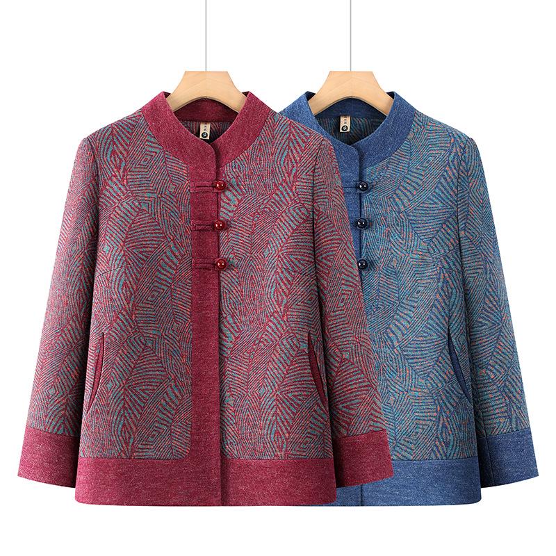 Embroidered Tang Suit Jacket: Grandma Style Autumn Wear for Middle-Aged Women