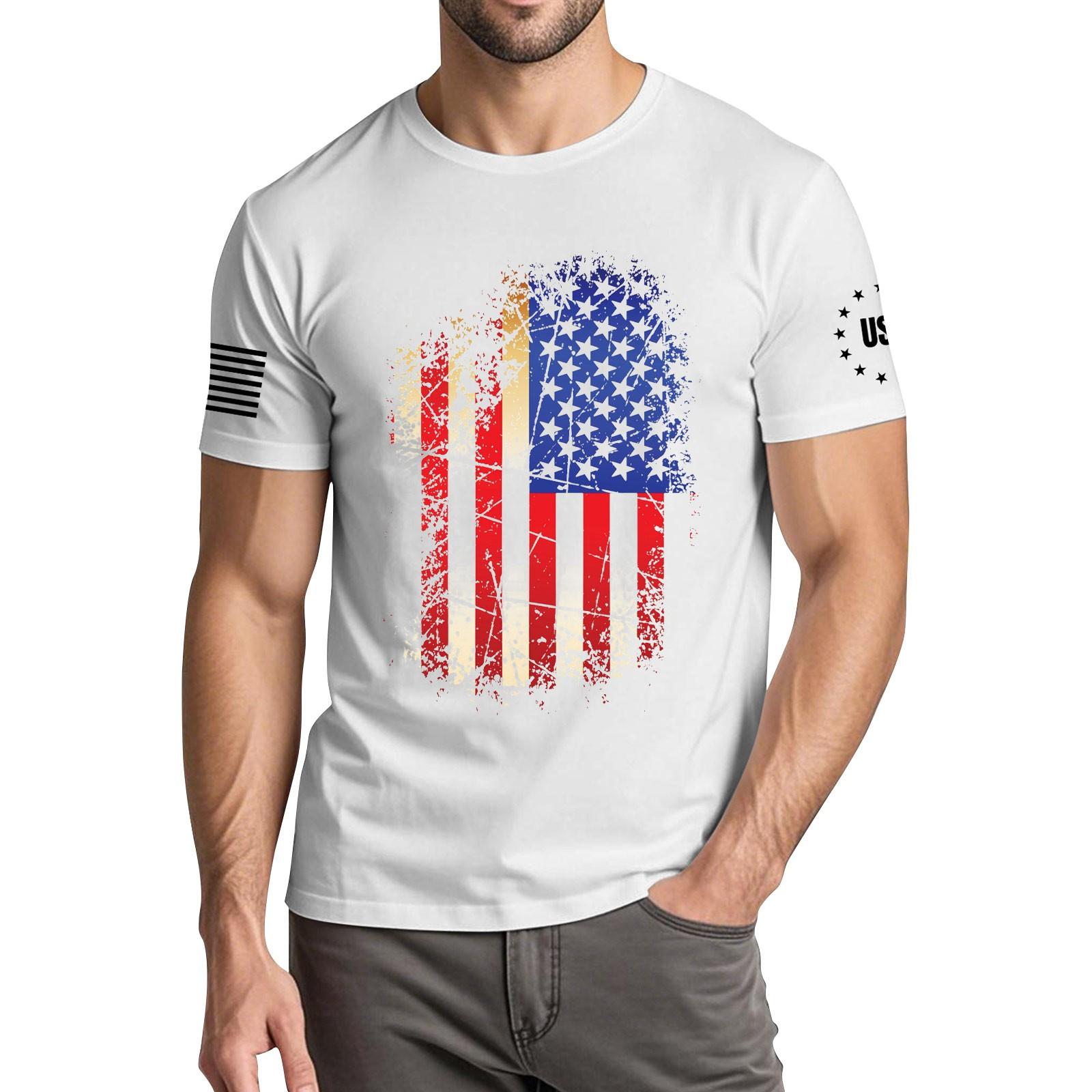 

Мужская модная повседневная футболка с круглым вырезом и коротким рукавом с принтом «День независимости» L белый