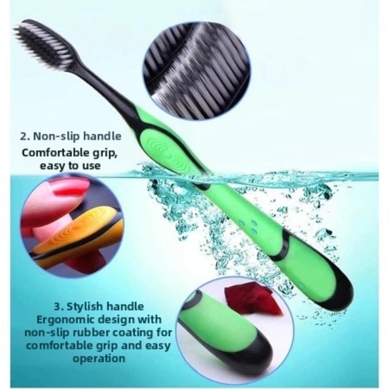 3/5/10 Pcs Manual Toothbrushes Ultra Soft Charcoal Bristles Non Slip Handle For Adult Daily Home Oral Care