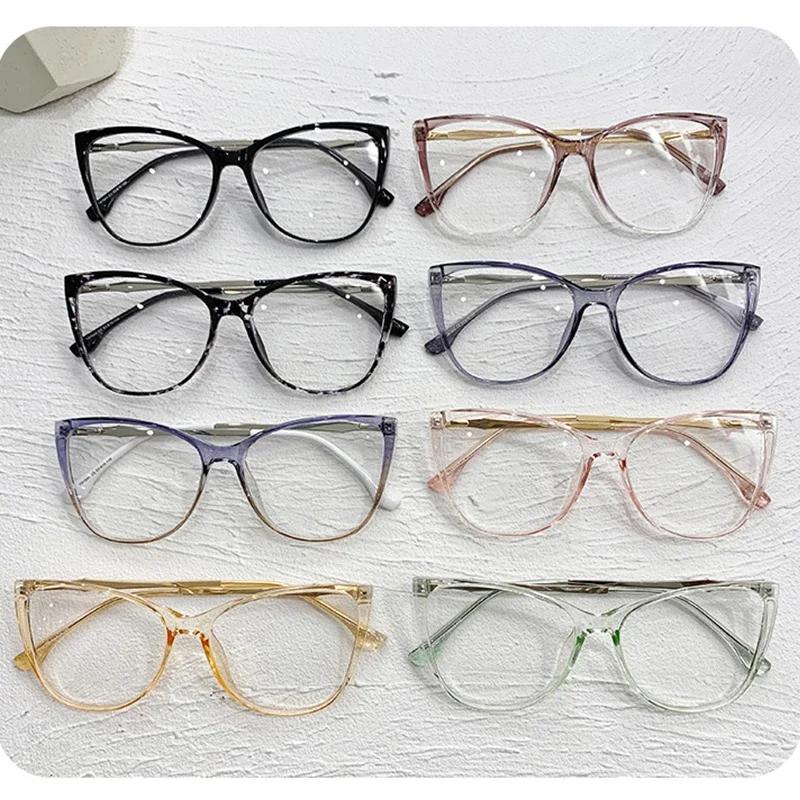 New Fashion Vintage Gradient Eyeglasses for Nearsightedness Anti Blue Light Myopia Unique White Legs Cat Eye Glasses Frame