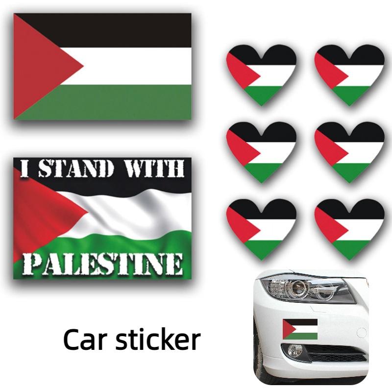 High-quality Pet Material Car Sticker 14cm Palestinian Flag Decal