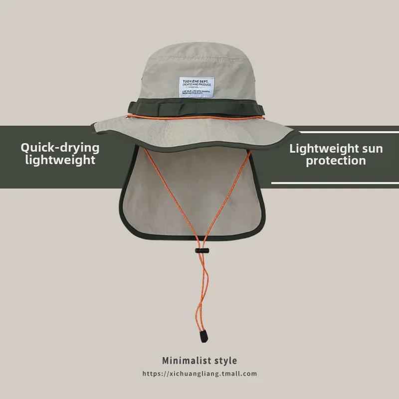

Breathable Outdoor Waterproof Sun Hat with Neck Cover for Men & Women One Size темного кольору хакі